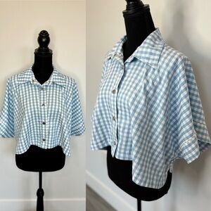 Hers & Mine Blue and White Checkered Button Up (Small)